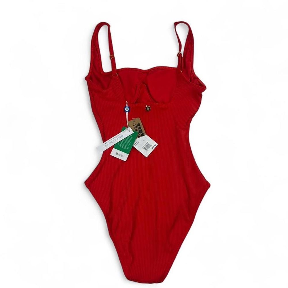 New with tags Bleu by Rob Beattie Red Ribbed Underwire One Piece - Picture 2 of 5